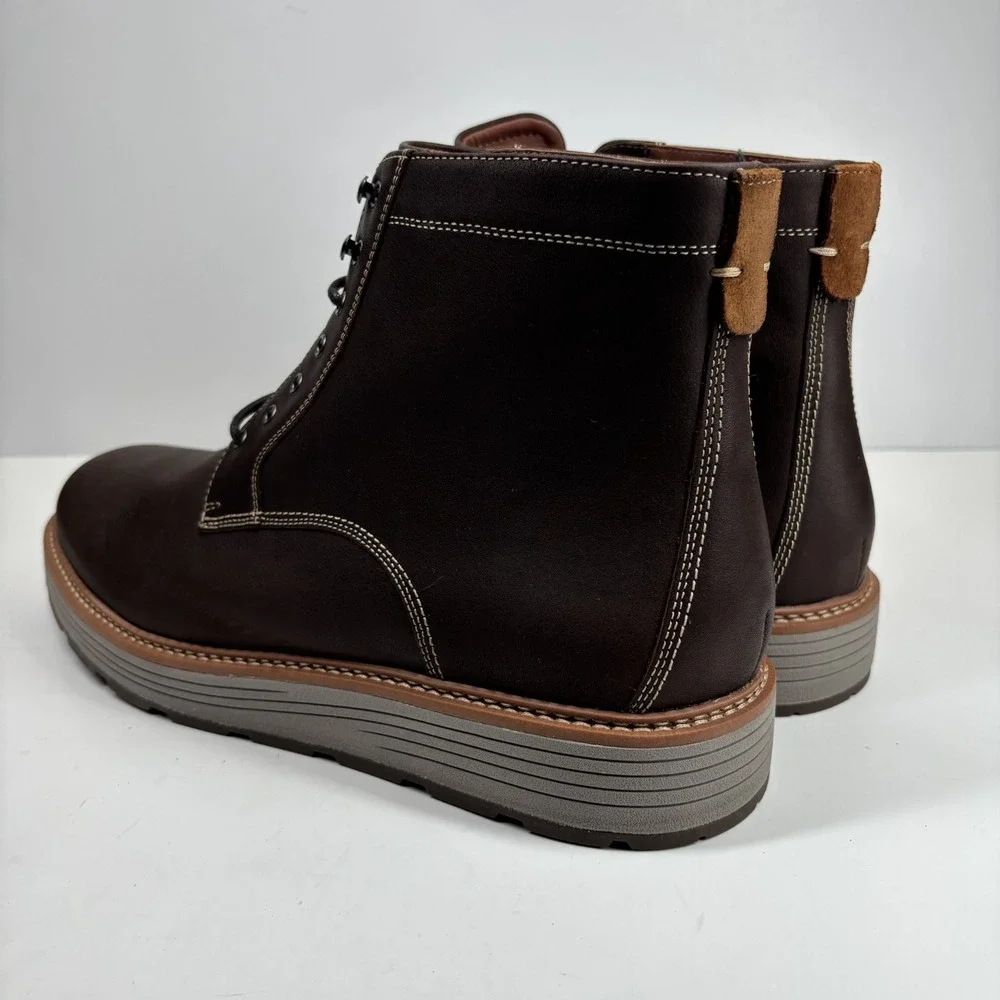Johnston & Murphy Upton Lug Men's US‎ 13M Brown Oiled Leather Plain Toe Boots
